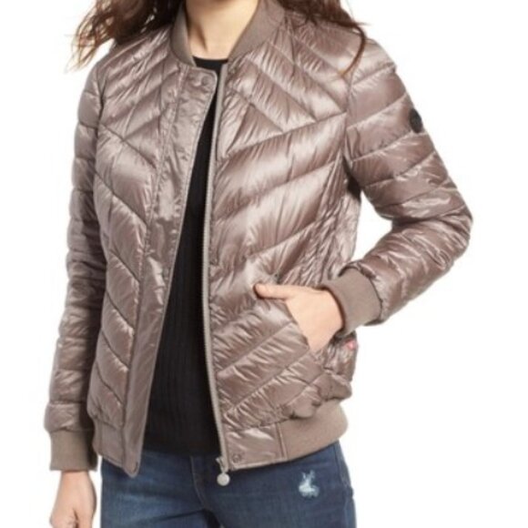 Bernardo Insulated Puffer Bomber Jacket Water Resistant Moonrock Size Large - Picture 1 of 15